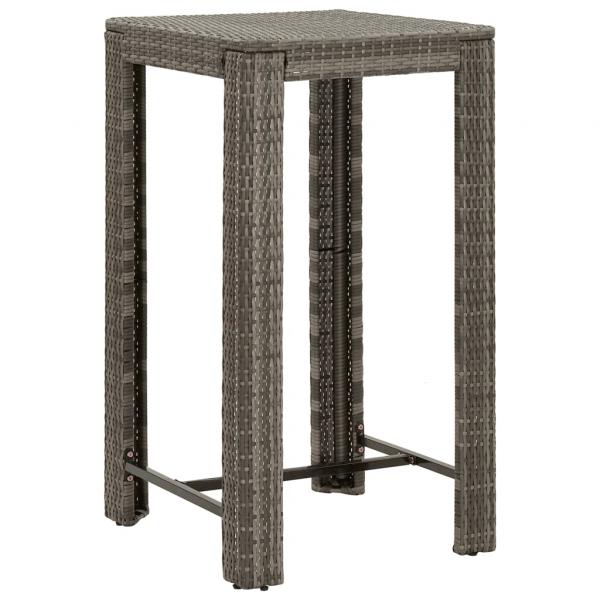 5-tlg. Gartenbar-Set mit Kissen Grau Poly Rattan