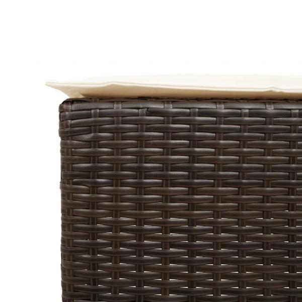 7-tlg. Gartenbar-Set mit Kissen Braun Poly Rattan