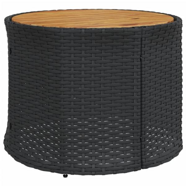 Gartensofa mit Tisch und Kissen Rund Schwarz Poly-Rattan