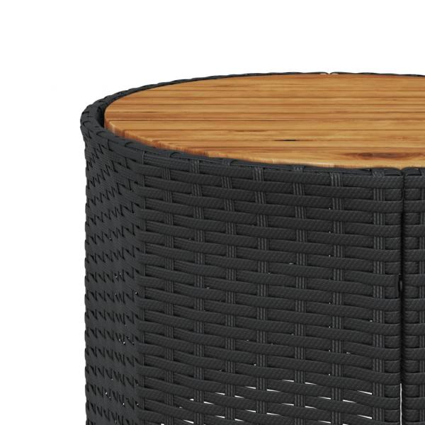 Gartensofa mit Tisch und Kissen Rund Schwarz Poly-Rattan