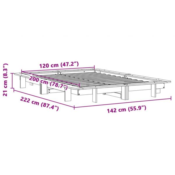 Massivholzbett ohne Matratze Weiß 120x200 cm Kiefernholz