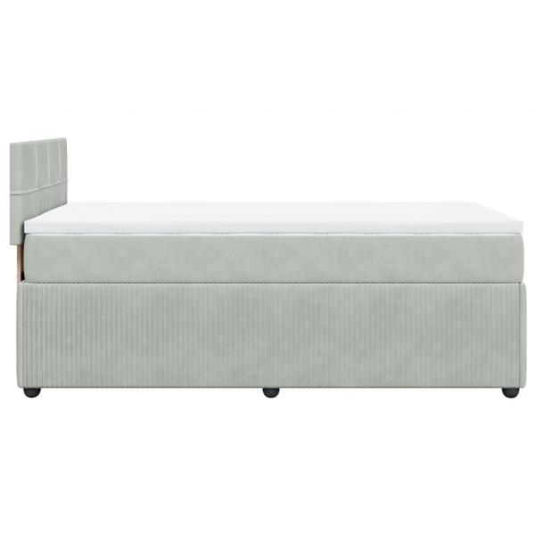 Boxspringbett mit Matratze Hellgrau 100x200 cm Samt