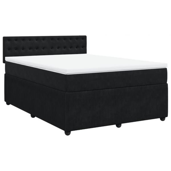 Boxspringbett mit Matratze Schwarz 140x200 cm Samt