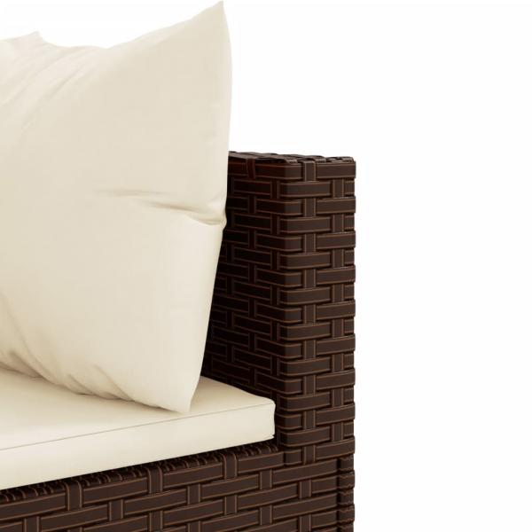 5-tlg. Garten-Lounge-Set mit Kissen Braun Poly Rattan