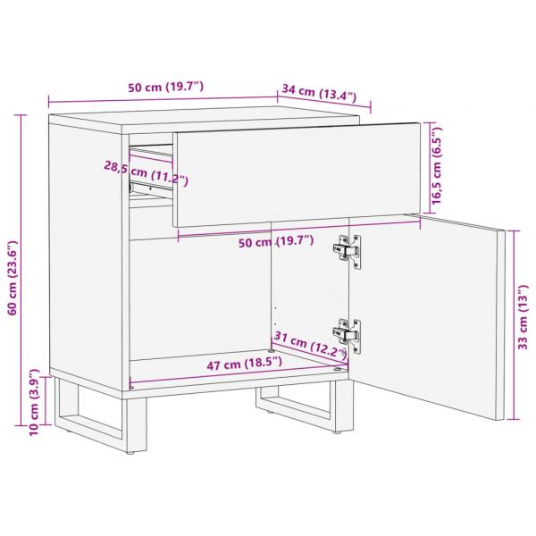 Nachttisch 50x34x60 cm Massivholz Akazie