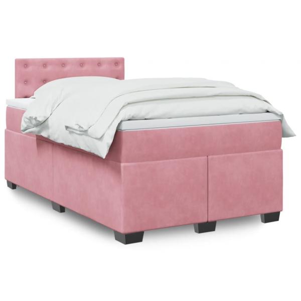 ARDEBO.de - Boxspringbett mit Matratze Rosa 120x200 cm Samt