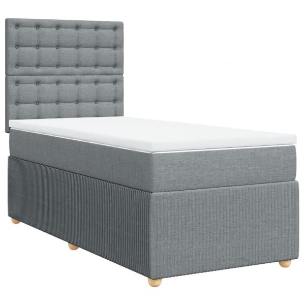 Boxspringbett mit Matratze Hellgrau 90x190 cm Stoff