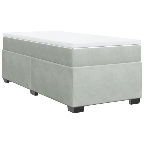 Boxspringbett mit Matratze Hellgrau 90x190 cm Samt