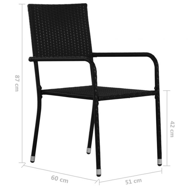 Garten-Essstühle 2 Stk. Stapelbar Schwarz Polyrattan