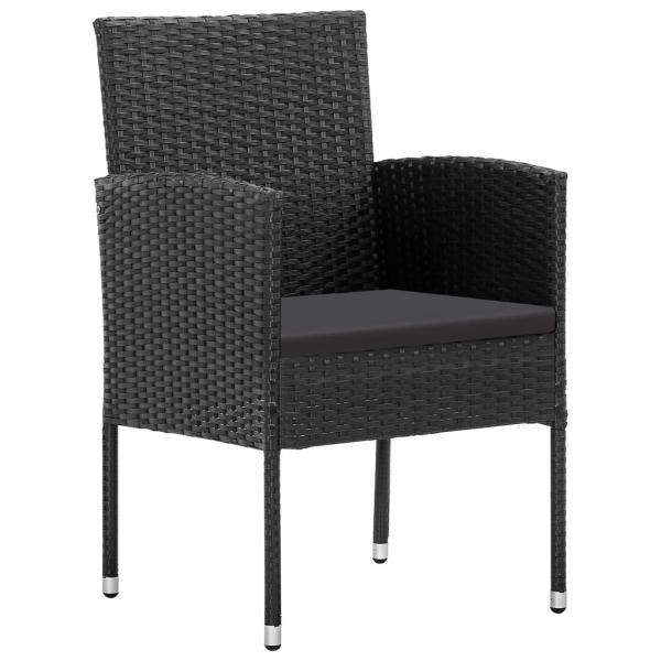 Gartenstühle mit Kissen in Schwarz 2 Stk. Schwarz Poly Rattan