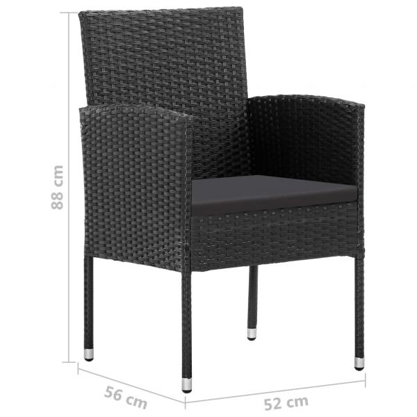 Gartenstühle mit Kissen in Schwarz 2 Stk. Schwarz Poly Rattan