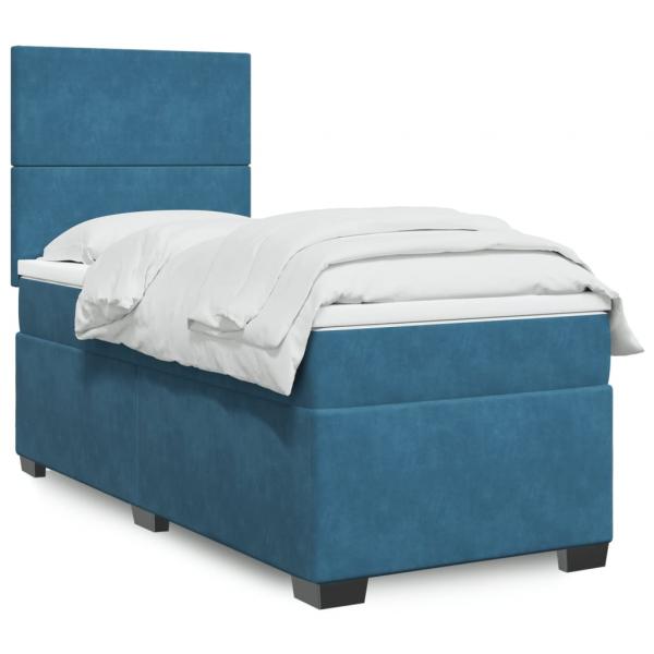 ARDEBO.de - Boxspringbett mit Matratze Blau 90x190 cm Samt