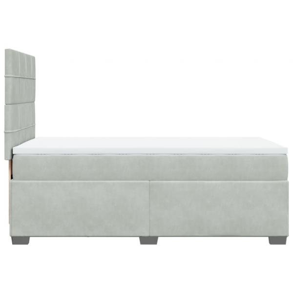 Boxspringbett mit Matratze Hellgrau 90x190 cm Samt