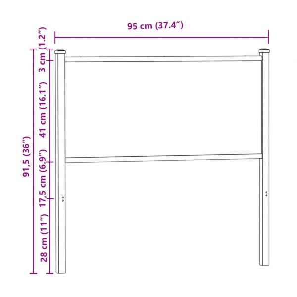 Kopfteil Braun Eichen-Optik 90 cm Holzwerkstoff und Stahl