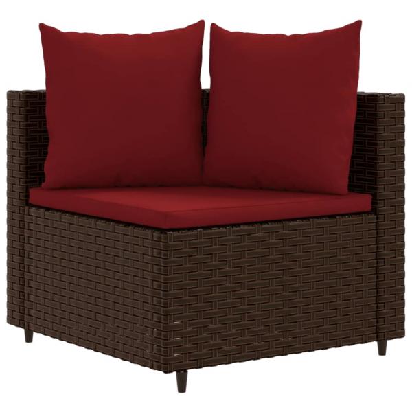 4-tlg. Garten-Sofagarnitur mit Kissen Braun Poly Rattan