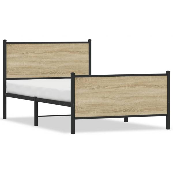 ARDEBO.de - Metallbett ohne Matratze Sonoma-Eiche 107x203 cm