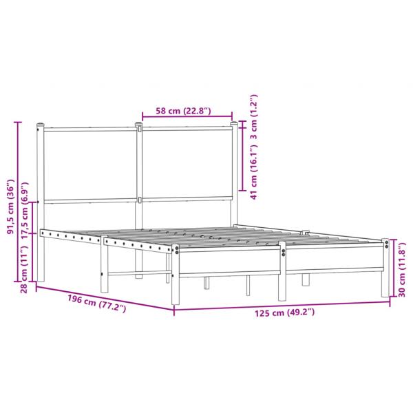 Metallbett ohne Matratze Braun Eichen-Optik 120x190 cm