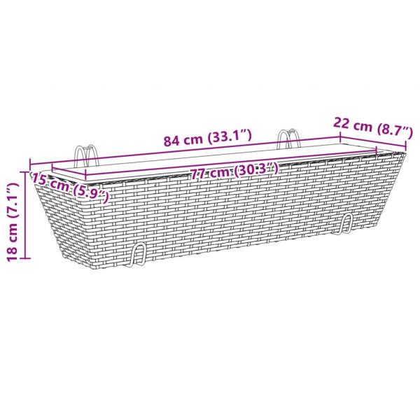 Pflanzkasten mit Haken 2 Stk. Schwarz Poly Rattan