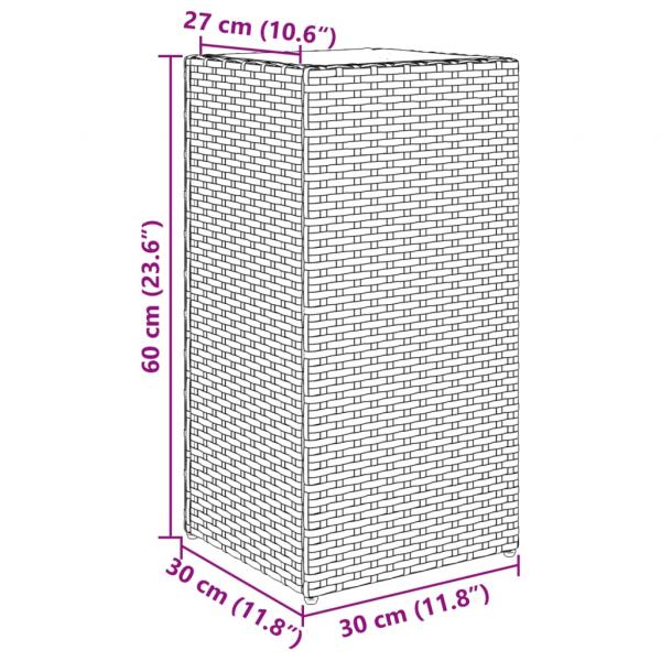 Pflanzkübel Grau 30x30x60 cm Poly Rattan