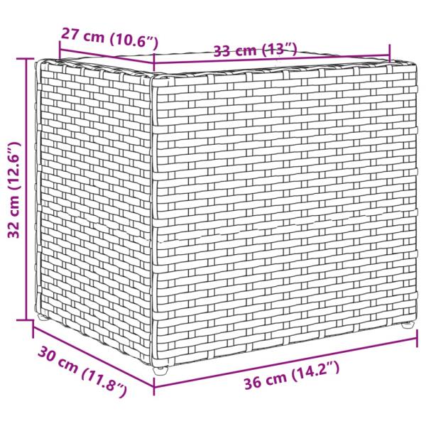 Pflanzkübel Grau 36x30x32 cm Poly Rattan