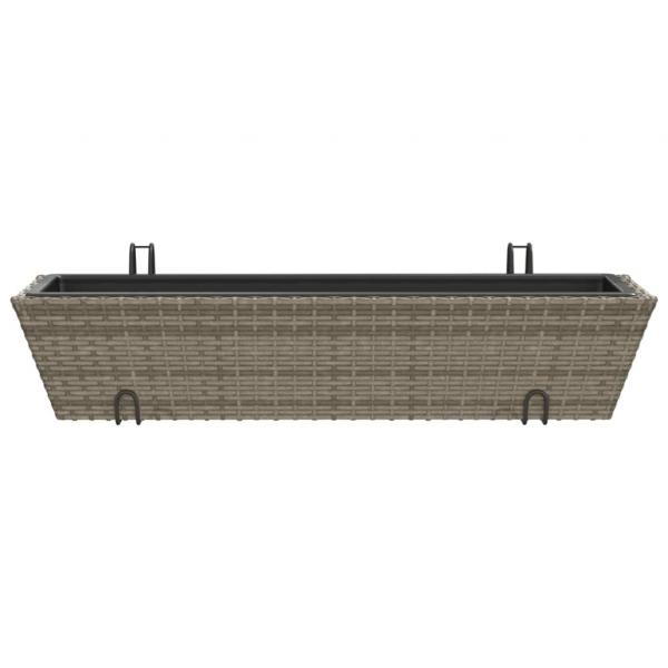 Pflanzkasten mit Haken 2 Stk. Grau Poly Rattan