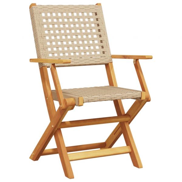 5-tlg. Garten-Essgruppe Beige Poly Rattan und Massivholz