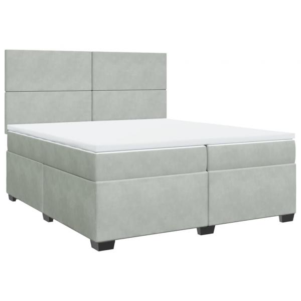 Boxspringbett mit Matratze Hellgrau 200x200 cm Samt