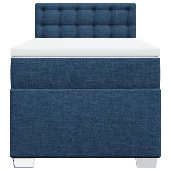 Boxspringbett mit Matratze Blau 90x190 cm Stoff