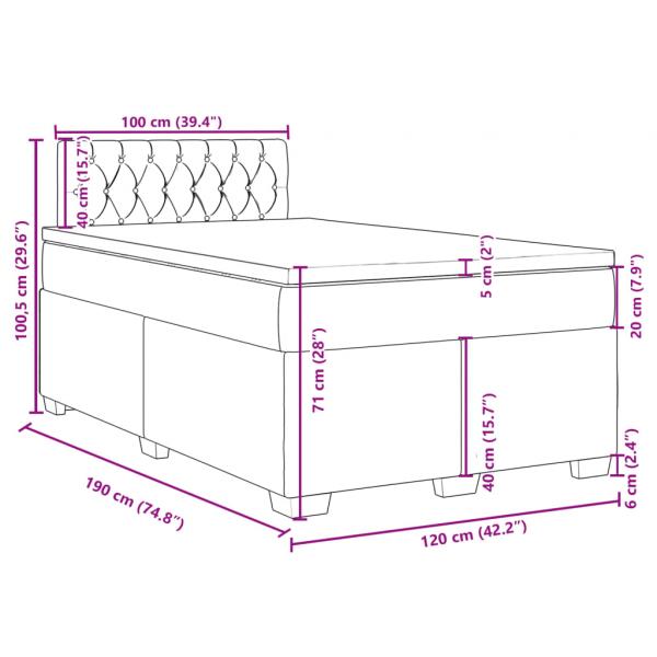 Boxspringbett mit Matratze Dunkelgrau 120x190 cm Stoff