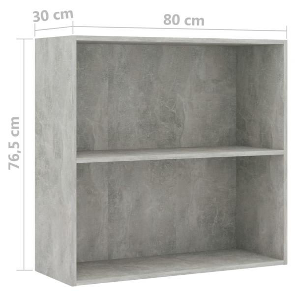 Bücherregal 2 Fächer Betongrau 80x30x76,5 cm Holzwerkstoff