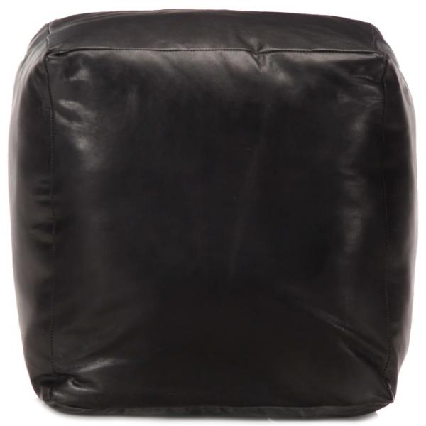 Pouf Schwarz 40 x 40 x 40 cm Echtes Ziegenleder