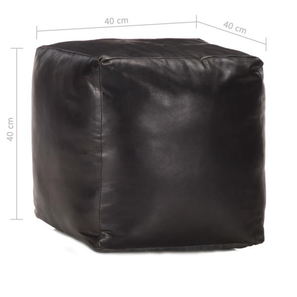 Pouf Schwarz 40 x 40 x 40 cm Echtes Ziegenleder