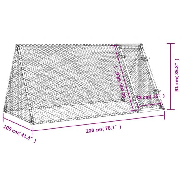 Hühnerkäfig Silbern 200x105x91 cm Verzinkter Stahl