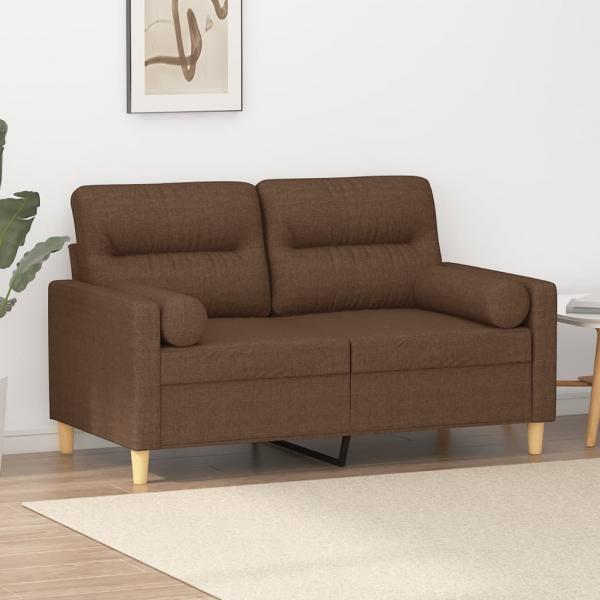 ARDEBO.de - 2-Sitzer-Sofa mit Zierkissen Braun 120 cm Stoff