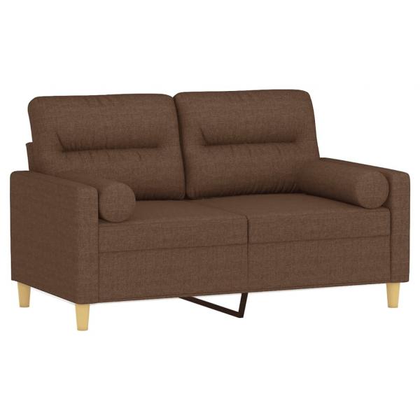 2-Sitzer-Sofa mit Zierkissen Braun 120 cm Stoff