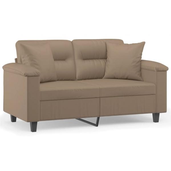 2-Sitzer-Sofa mit Zierkissen Cappuccino-Braun 120 cm Kunstleder