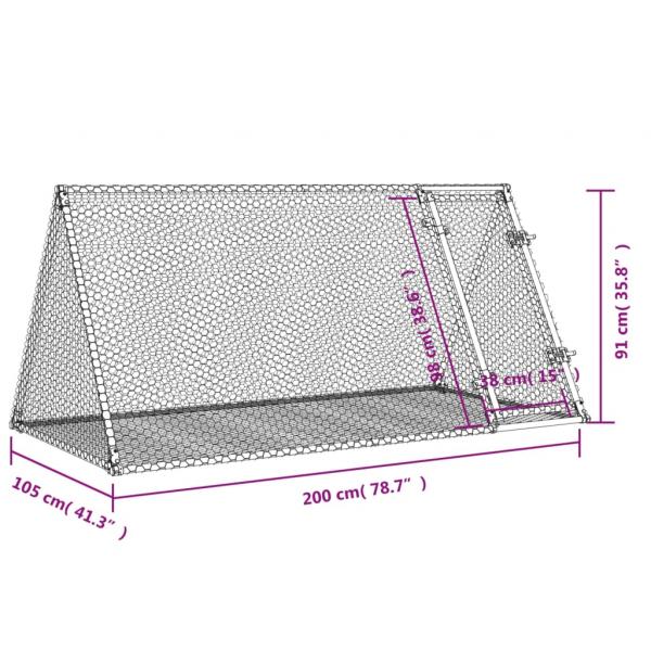 Hasenstall Silbern 200x105x91 cm Verzinkter Stahl