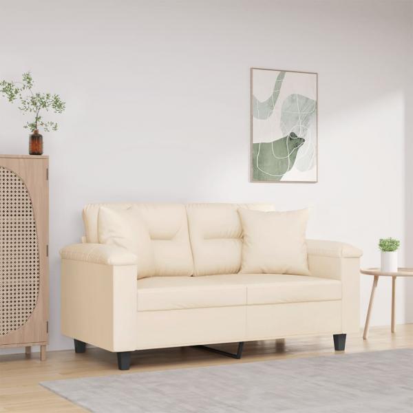 ARDEBO.de - 2-Sitzer-Sofa mit Kissen Beige 120 cm Mikrofasergewebe