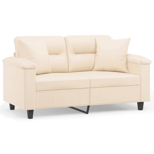 2-Sitzer-Sofa mit Kissen Beige 120 cm Mikrofasergewebe