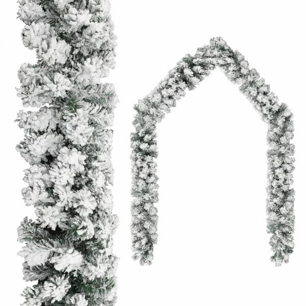 ARDEBO.de - Weihnachtsgirlande mit Schnee Grün 10 m PVC