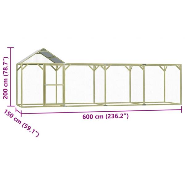 Hühnerkäfig 6x1,5x2 m Stahl