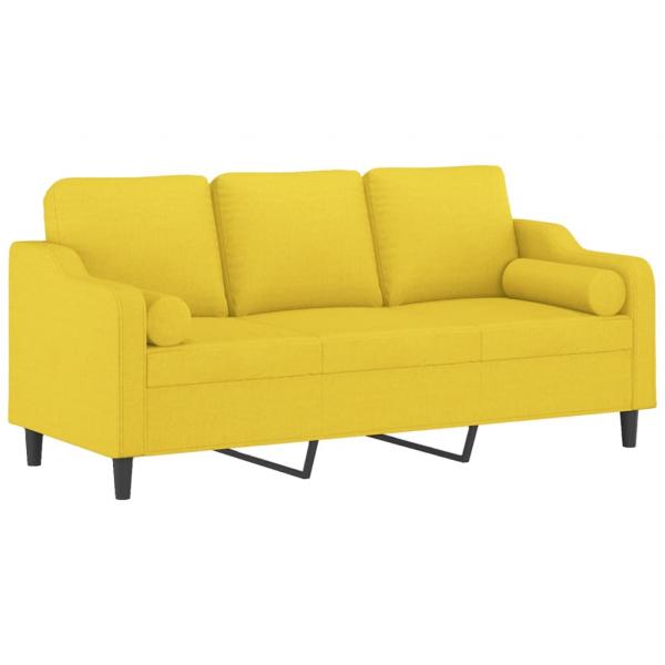 3-Sitzer-Sofa mit Zierkissen Hellgelb 180 cm Stoff