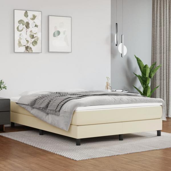 ARDEBO.de - Boxspringbett mit Matratze Creme 140x200 cm Kunstleder