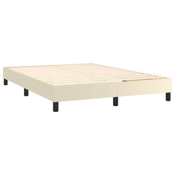 Boxspringbett mit Matratze Creme 140x200 cm Kunstleder