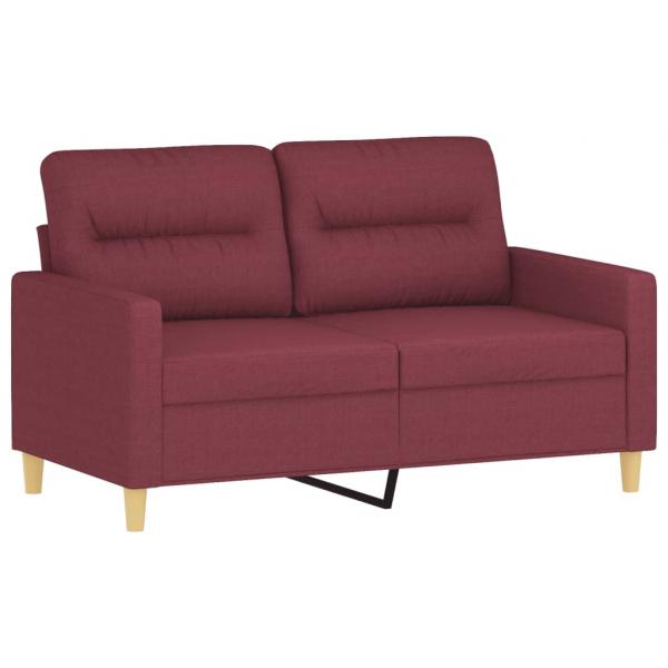 2-Sitzer-Sofa mit Zierkissen Weinrot 120 cm Stoff