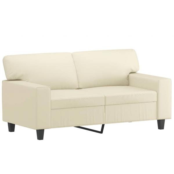 2-Sitzer-Sofa mit Zierkissen Creme 120 cm Kunstleder