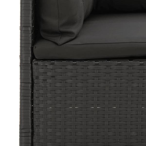 4-tlg. Garten-Lounge-Set mit Kissen Schwarz Poly Rattan