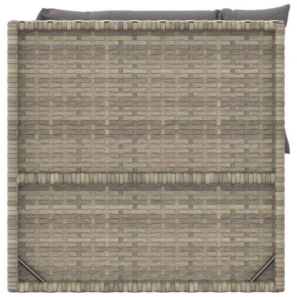 3-tlg. Garten-Lounge-Set mit Kissen Grau Poly Rattan