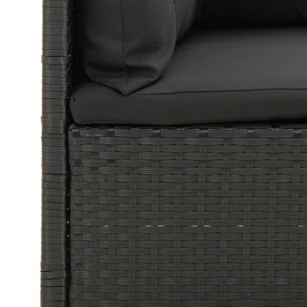 3-tlg. Garten-Lounge-Set mit Kissen Schwarz Poly Rattan