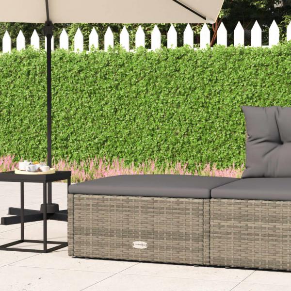 ARDEBO.de - Gartenhocker mit Kissen Grau Poly Rattan